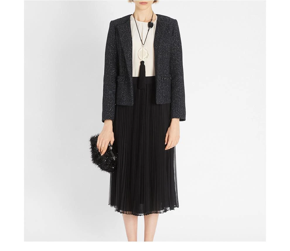 商品Weekend Max Mara|CORONE 黑色圆领黑色短外套夹克仅剩36码【香港仓极速发货】,价格¥2633,第6张图片详细描述