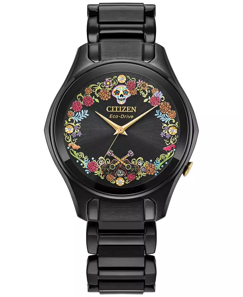 商品Citizen|Eco-Drive Women's Disney Pixar Coco Sugar Skull Black-Tone Stainless Steel Bracelet Watch 37mm,价格¥2146,第1张图片