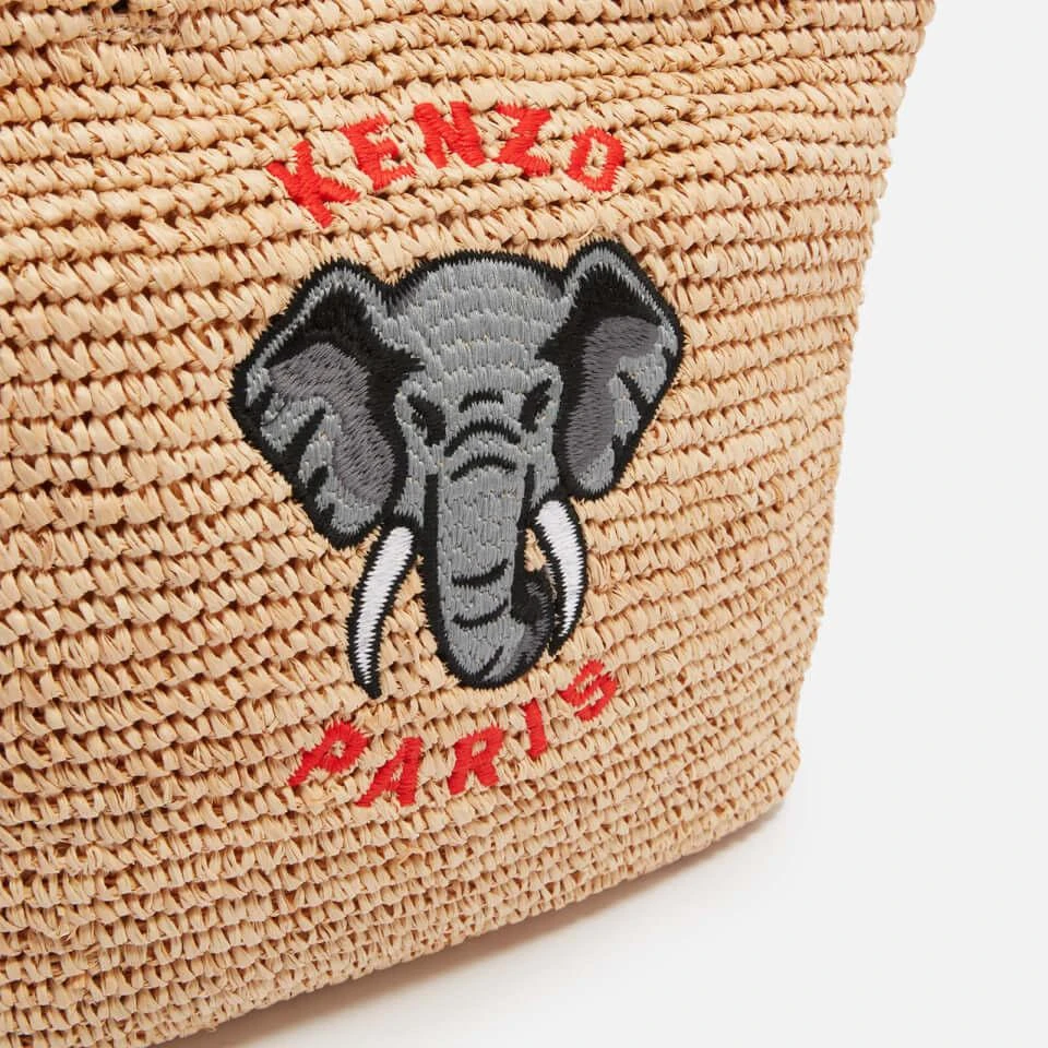 商品Kenzo|KENZO Small Logo-Embroidered Raffia Tote Bag,价格¥1140,第4张图片详细描述