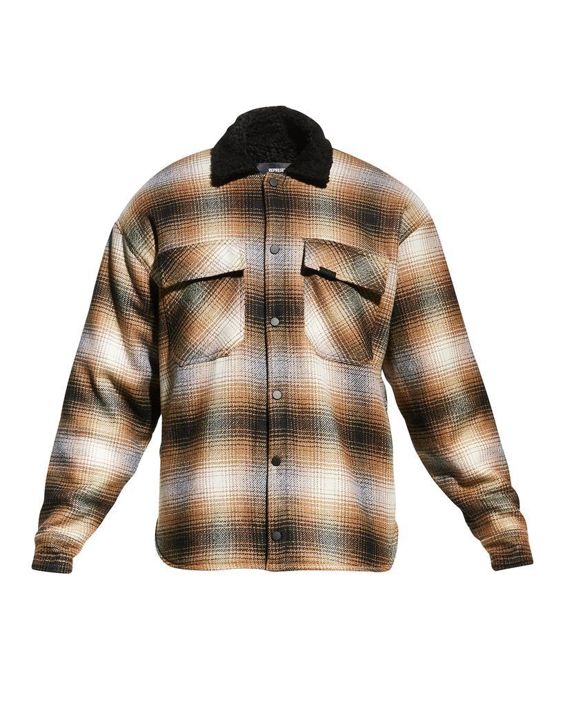 商品Represent|Men's Plaid Sherpa-Collar Shirt Jacket,价格¥913,第4张图片详细描述