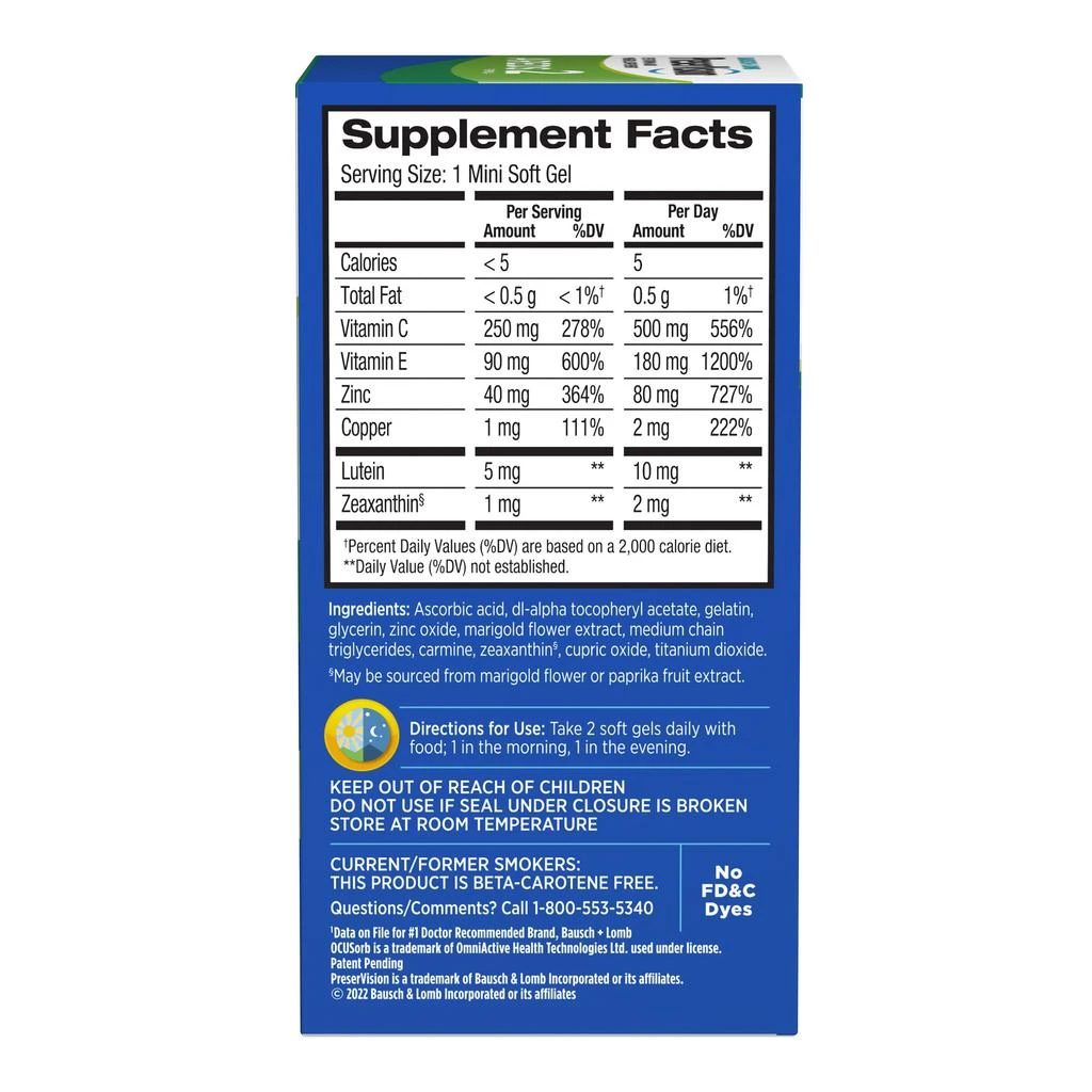 PreserVision AREDS 2 Eye Vitamins, Lutein and Zeaxanthin Supplement with Vitamin C, Vitamin E, Zinc, and Copper, 60 Softgels (Minigels) 商品