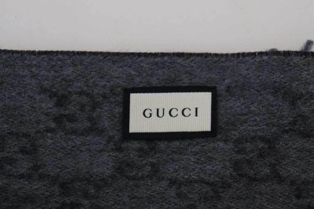 商品Gucci|Gucci Dark Grey Cashmere & Wool Paneled GG Logo Scarf,价格¥4560,第3张图片详细描述