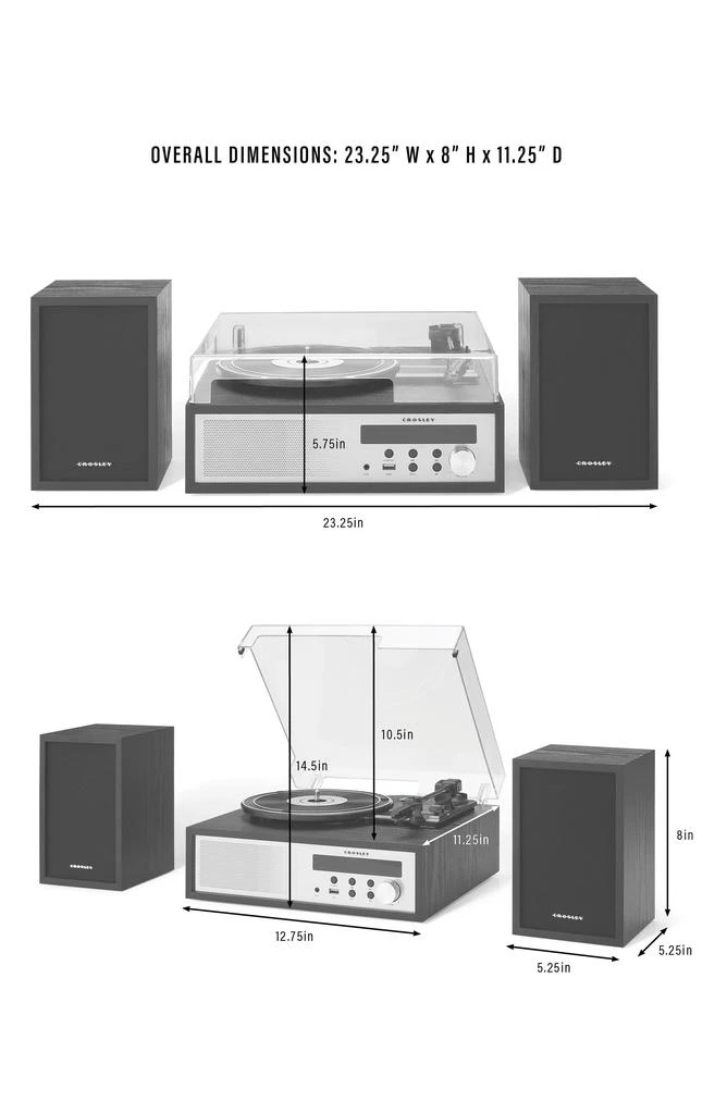 商品Crosley|Sloane Record Player with Speakers,价格¥1134,第3张图片详细描述