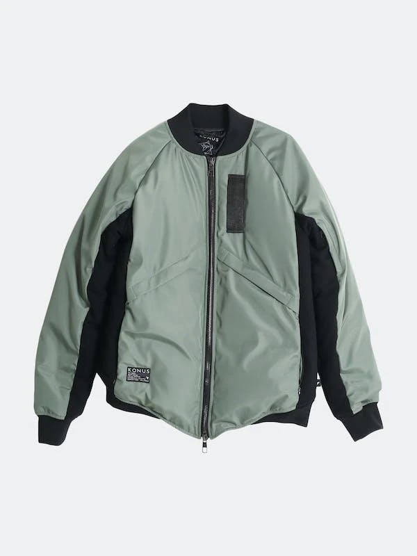 商品Konus|Konus Men's Bomber Jacket with Hidden Pocket in Olive Olive (Green),价格¥290,第1张图片