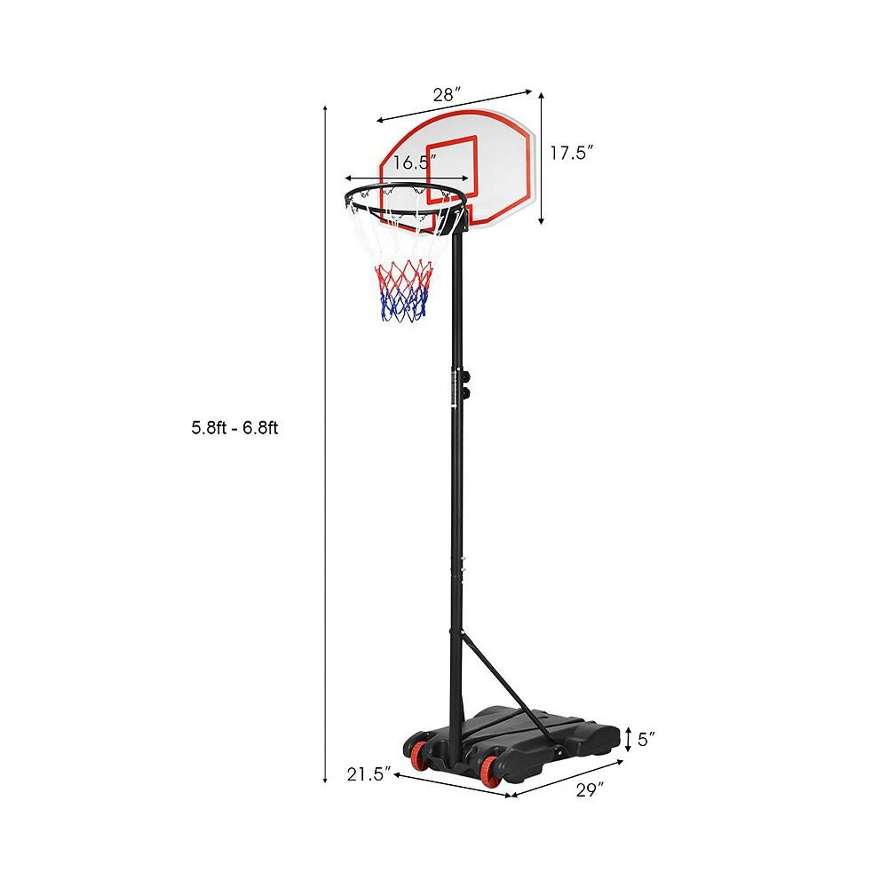 商品Costway|Adjustable Basketball Hoop System Stand Kid Indoor Outdoor Net Goal,价格¥536,第3张图片详细描述