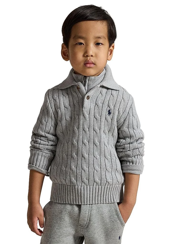 商品Ralph Lauren|Little Boy's & Boy's Cable-Knit Cotton Collared Sweater,价格¥513,第4张图片详细描述