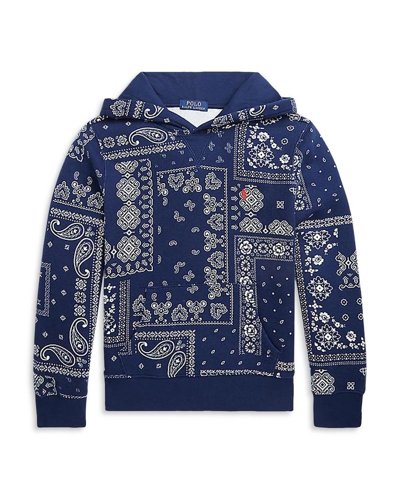 商品Ralph Lauren|Boys' Bandanna-Print Fleece Hoodie - Little Kid, Big Kid,价格¥432,第1张图片详细描述