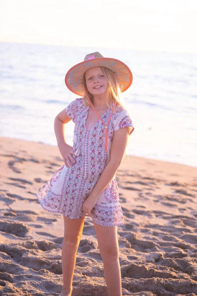 商品Bell|Girls Popover Kaftan Dress In Pink/green Paisley,价格¥683,第3张图片详细描述