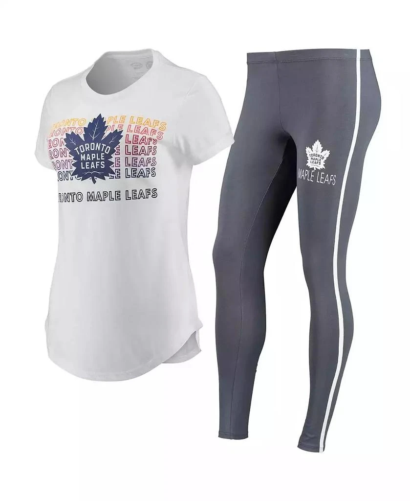 商品Concepts Sport|Women's White, Charcoal Toronto Maple Leafs Sonata T-shirt and Leggings Set,价格¥307,第1张图片