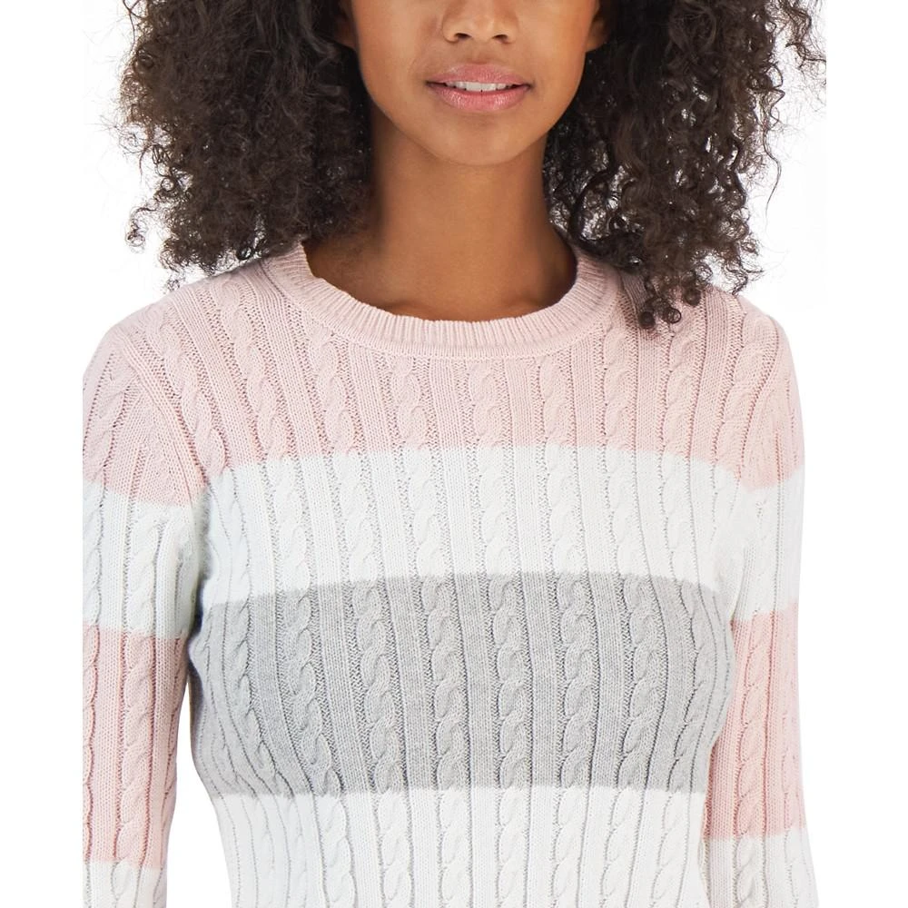 商品Tommy Hilfiger|Women's Flag Logo Colorblocked Cotton Cable-Knit Sweater,价格¥181,第3张图片详细描述