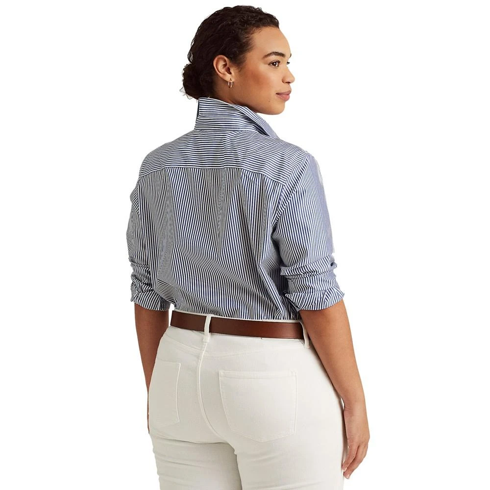 商品Ralph Lauren|Plus-Size Striped Easy Care Cotton Shirt,价格¥680,第2张图片详细描述