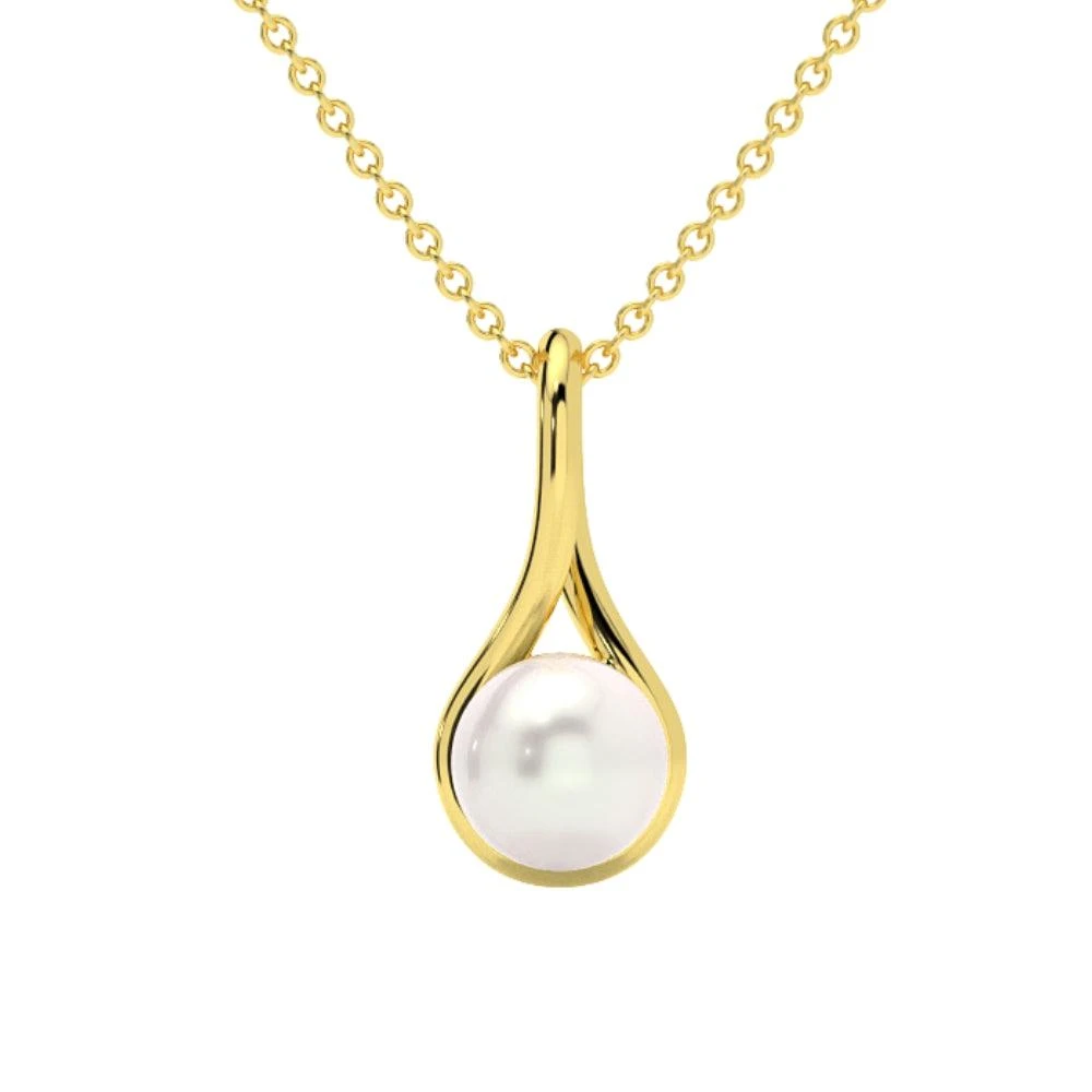 商品Pompeii3|7mm Pearl Solitaire Pendant 14k Gold 18" Necklace 18mm Tall,价格¥2381,第1张图片