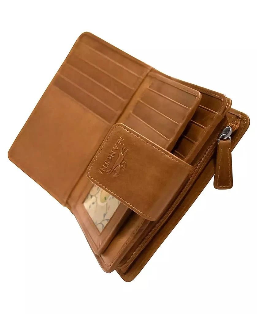 商品Mancini Leather Goods|Casablanca Collection RFID Secure Ladies Medium Clutch Wallet,价格¥356,第5张图片详细描述