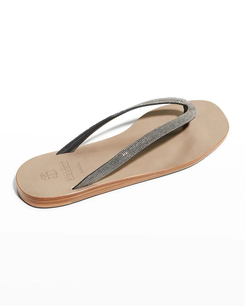 商品Brunello Cucinelli|Monili Leather Thong Sandals,价格¥5695,第3张图片详细描述