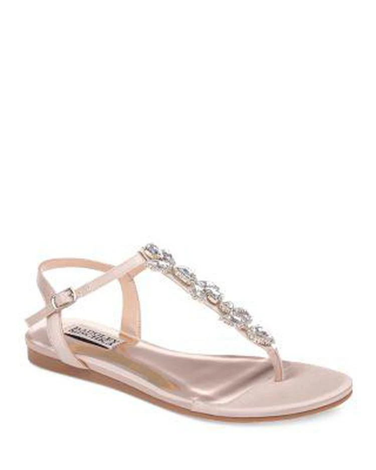 商品Badgley Mischka|Women's Sissi Embellished Satin T-Strap Sandals,价格¥645,第1张图片