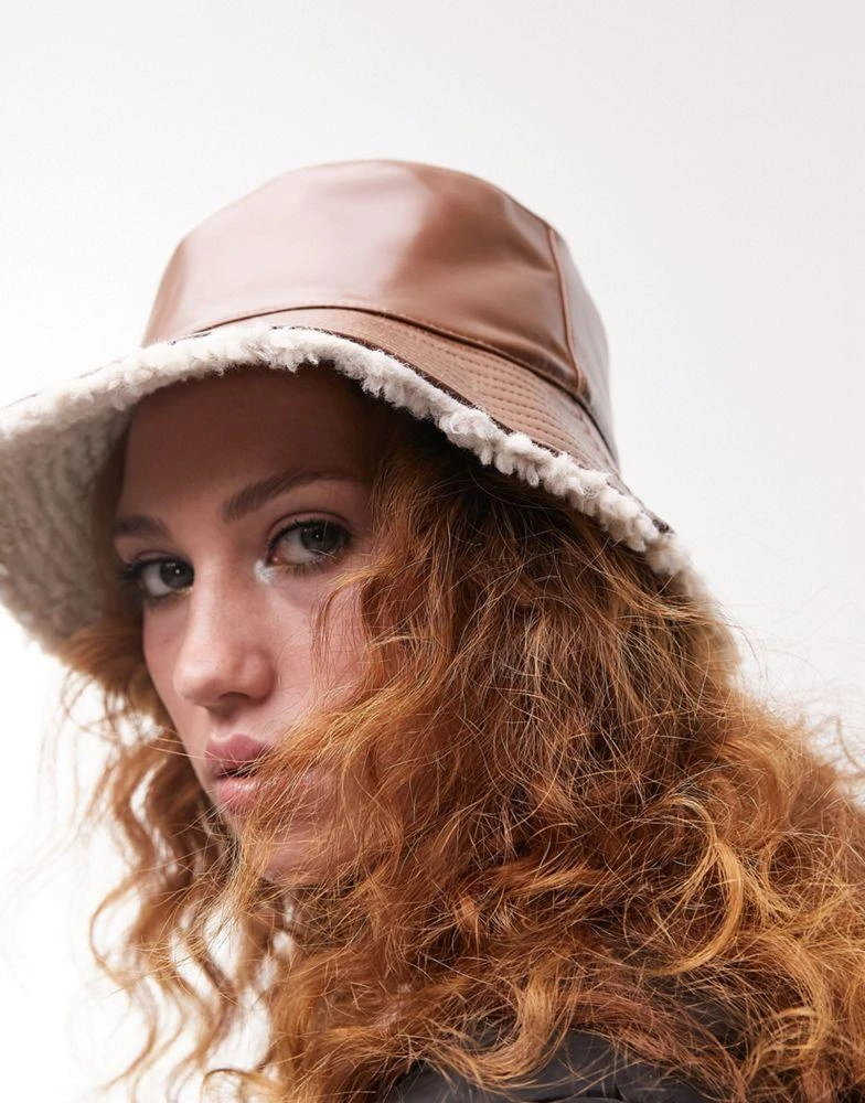 商品Topshop|Topshop PU bucket hat in chocolate,价格¥54,第1张图片