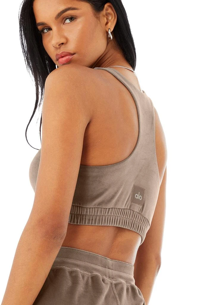 商品Alo|Velour Glimmer Scoop Neck Bra - Hot Cocoa,价格¥140,第4张图片详细描述