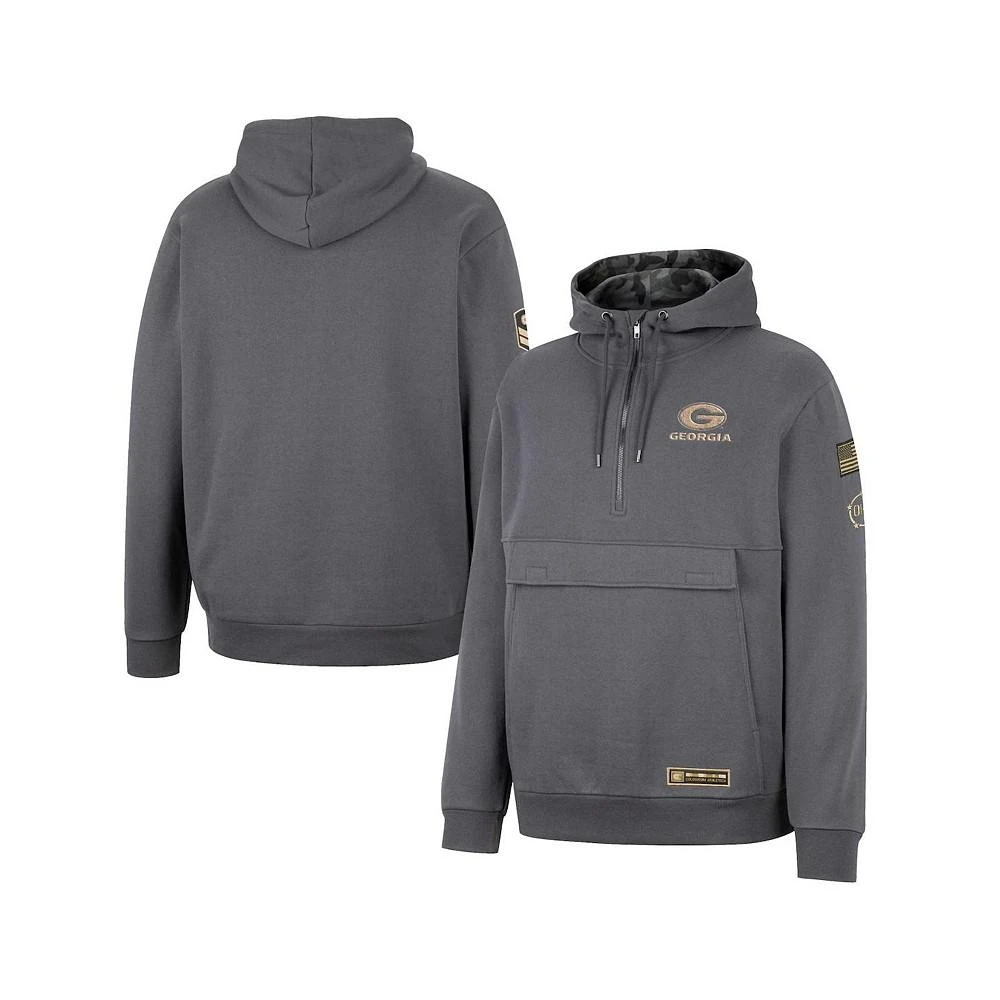 商品Colosseum|Men's Charcoal Georgia Bulldogs OHT Military-Inspired Appreciation Quarter-Zip Hoodie,价格¥338,第1张图片