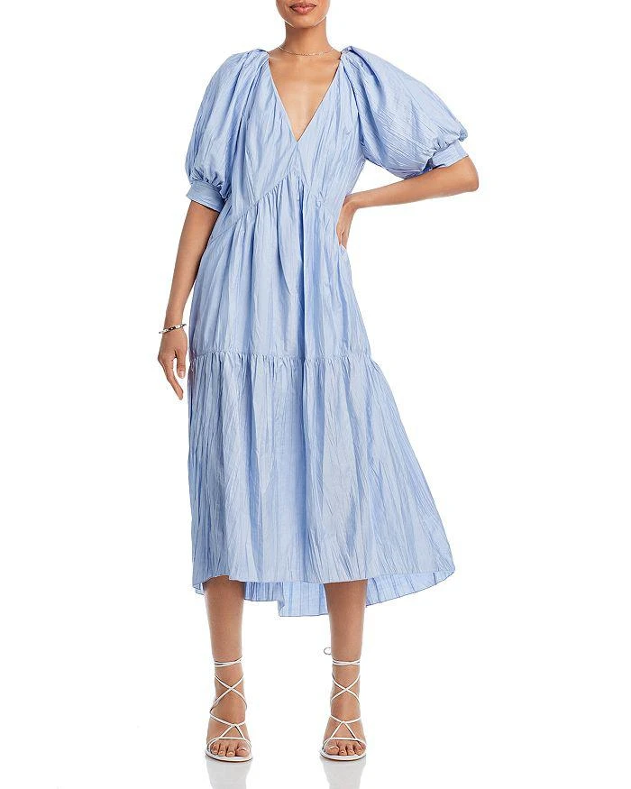 商品FRAME|V Neck Puff Sleeve Maxi Dress,价格¥1238,第1张图片详细描述