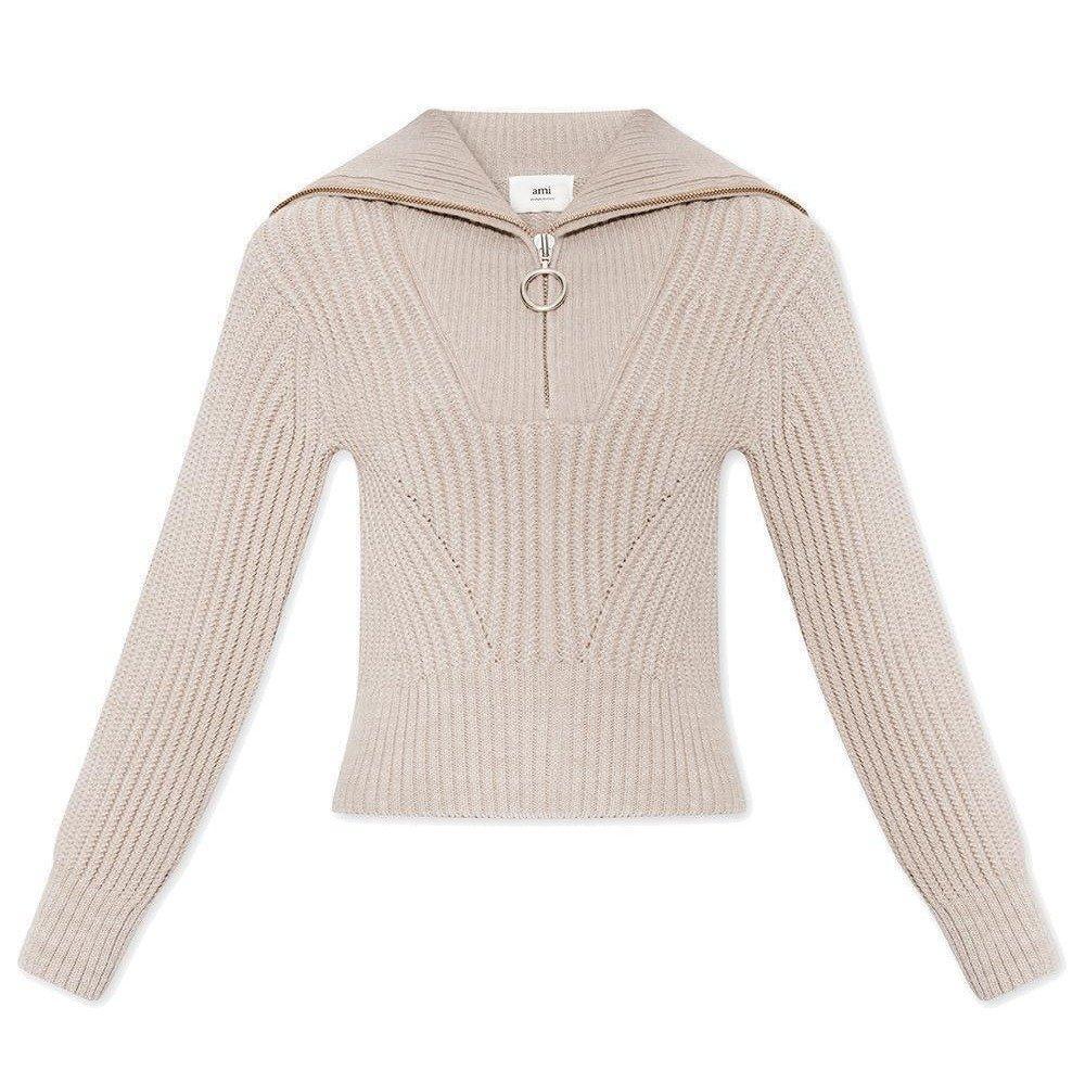 商品AMI|AMI Half-Zipped Knitted Sweater,价格¥3047,第1张图片