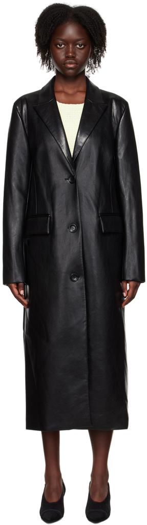 Black Zoie Faux-Leather Coat商品第1张图片规格展示