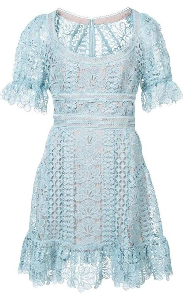 商品Self Portrait|Light Blue Floral Lace Dress,价格¥2109,第1张图片