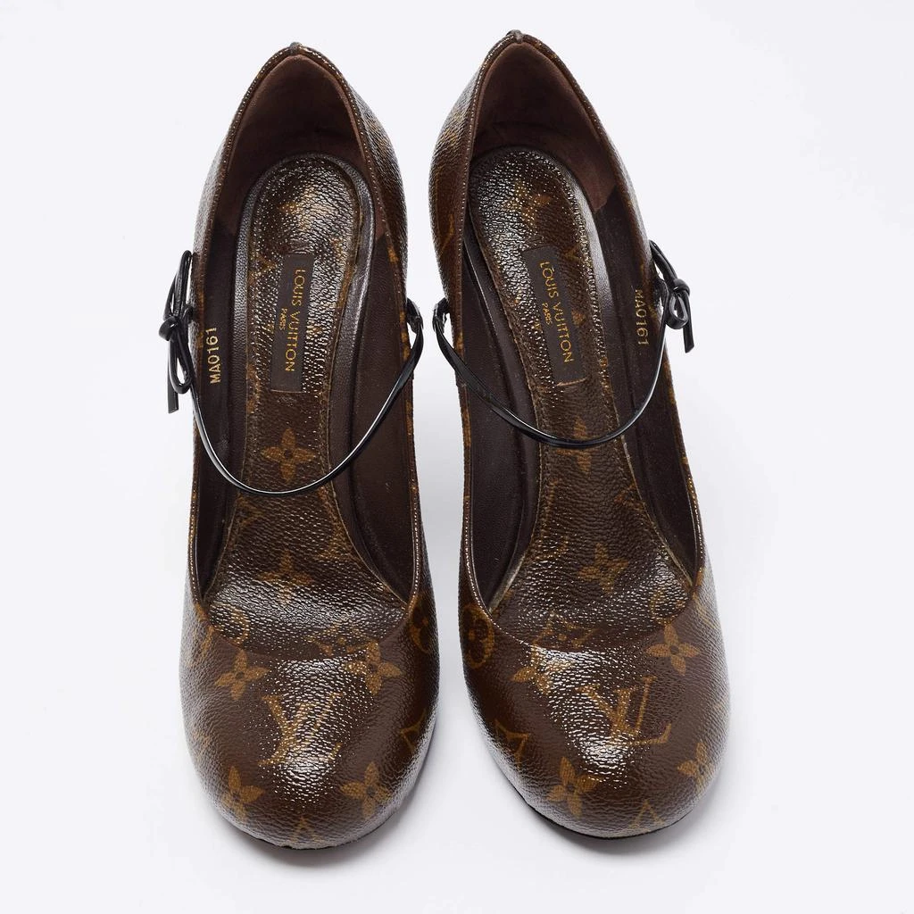 商品[二手商品] Louis Vuitton|Louis Vuitton Dark Brown Monogram Canvas Mary Jane Pumps Size 38,价格¥5066,第3张图片详细描述