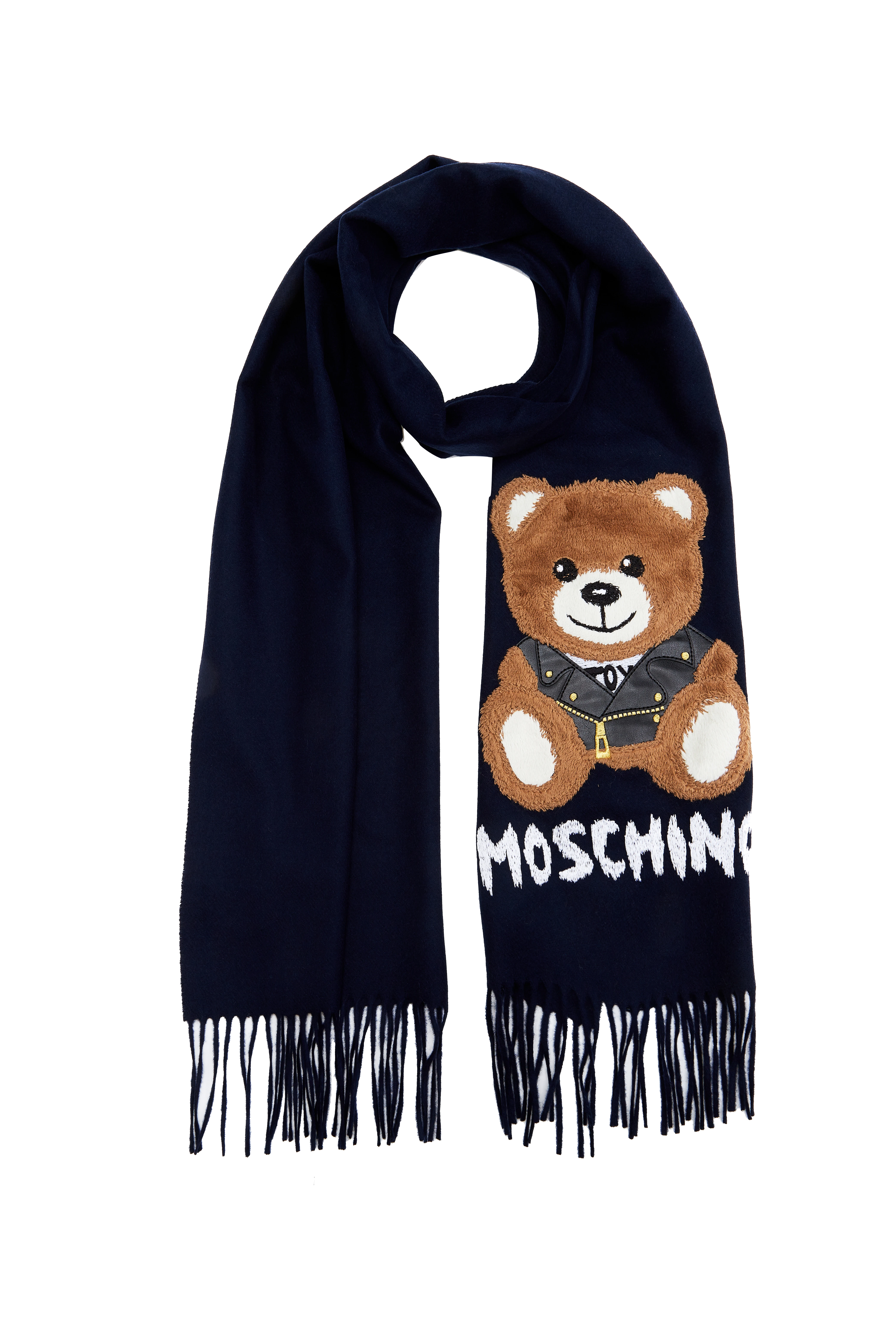 MOSCHINO围巾新款莫斯奇诺女士绒边泰迪熊logo款羊毛围巾纯色围巾礼物送女友生日节日礼物30033M2781 商品