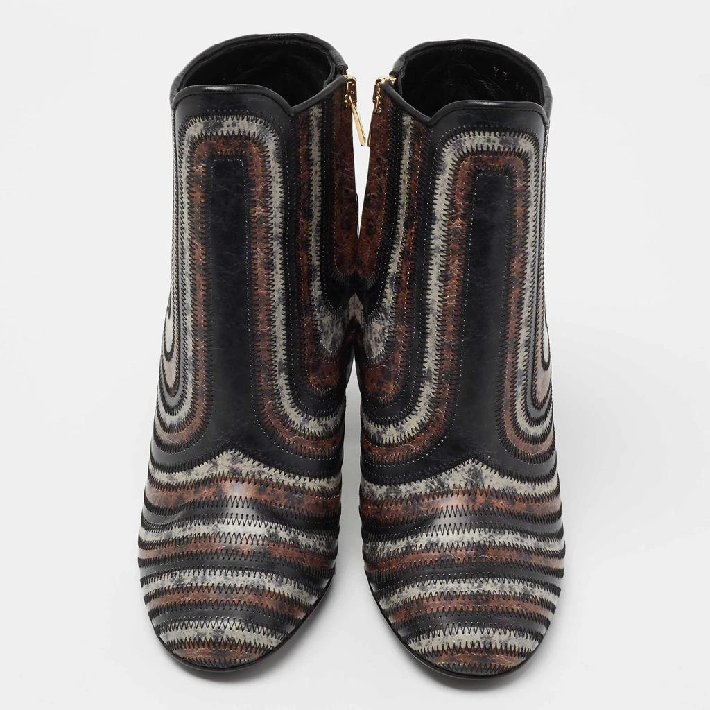 商品Salvatore Ferragamo|Salvatore Ferragamo Multicolor Leather Feeling Zig Zag Block Heel Ankle Boots Size 38.5  ,价格¥3524,第3张图片详细描述