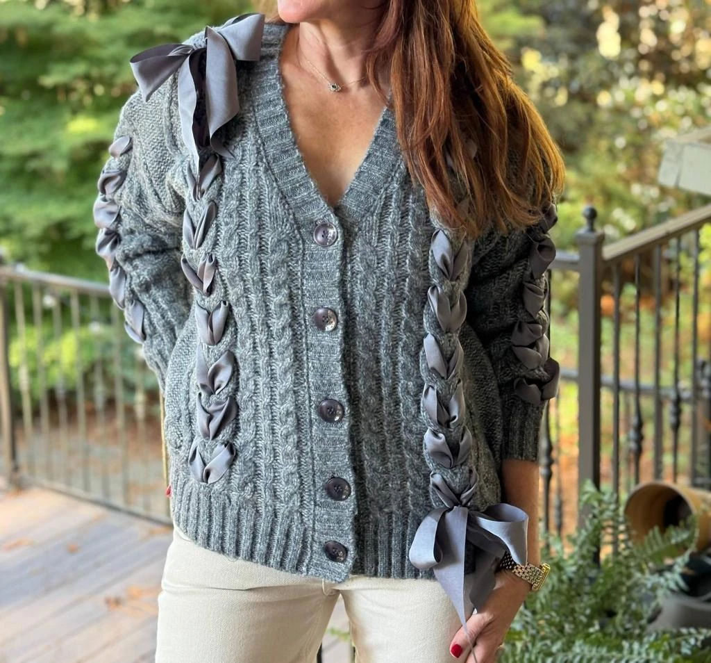 商品Moon River|Maxene Cardi Sweater In Heather Grey,价格¥459,第1张图片