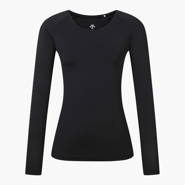 商品【预售商品15天发货】 DESCENTE|高尔夫系列女性网眼混合圆领内搭T恤 DP22WFIN45-BLKG,价格¥505,第1张图片