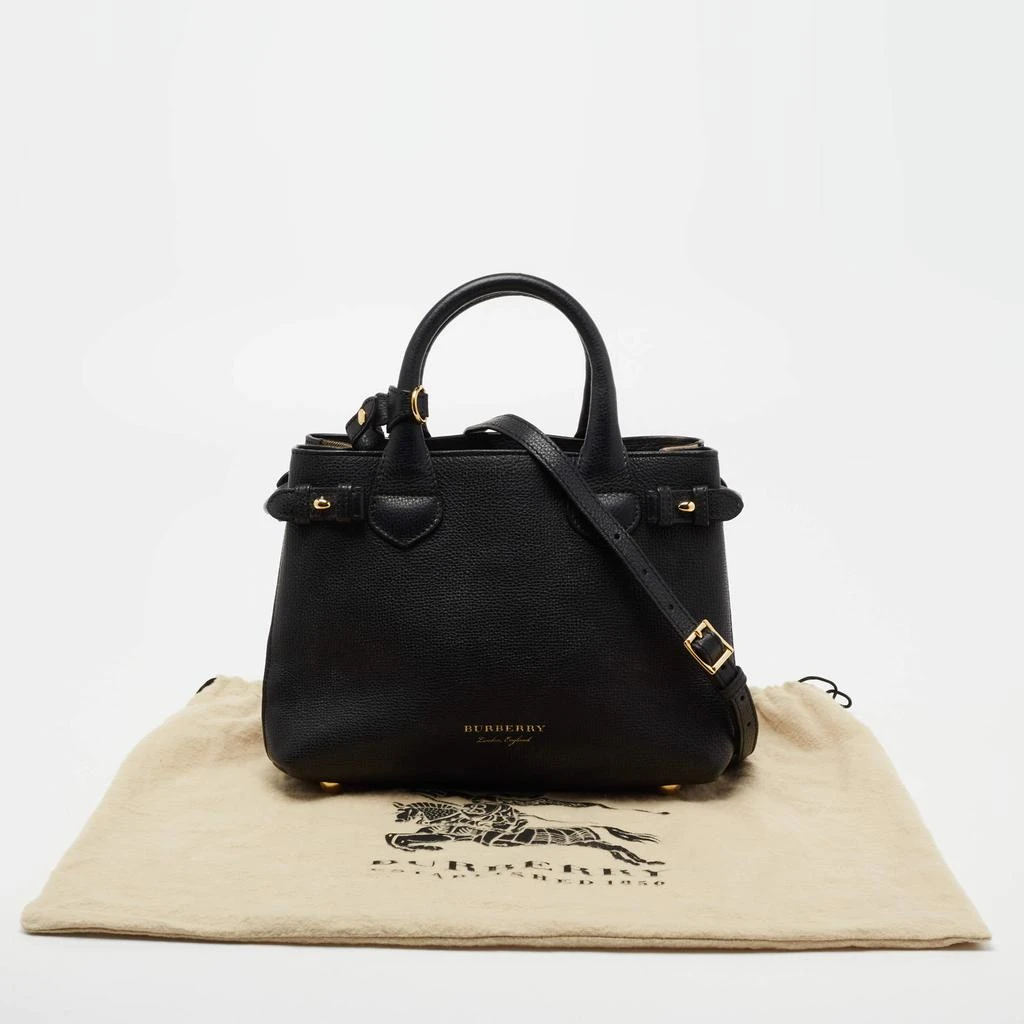 Burberry Black/Beige Leather and House Check Fabric Small Banner Tote 商品