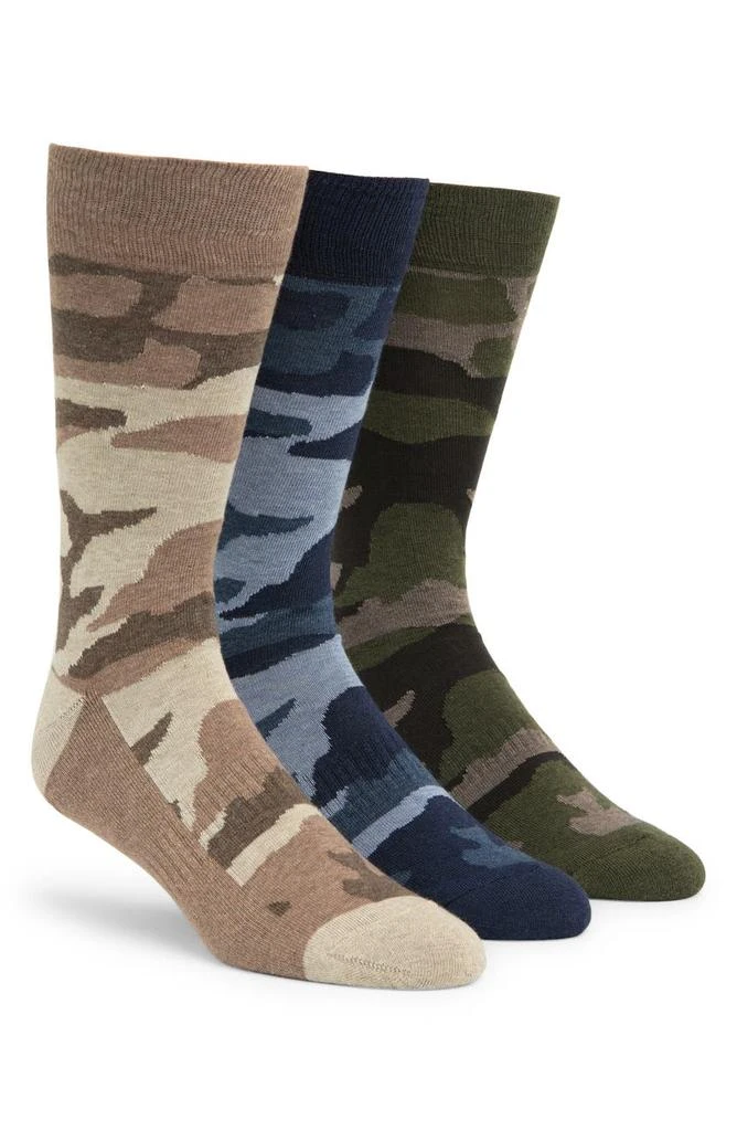 商品Lorenzo Uomo|Casual Camo Crew Socks - Pack of 3,价格¥57,第1张图片