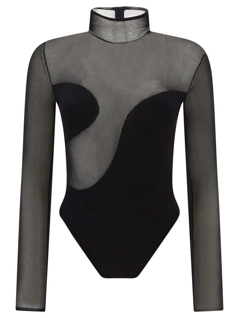 商品Nensi Dojaka|Asymmetric Line Bodysuit Tops Black,价格¥6721,第1张图片