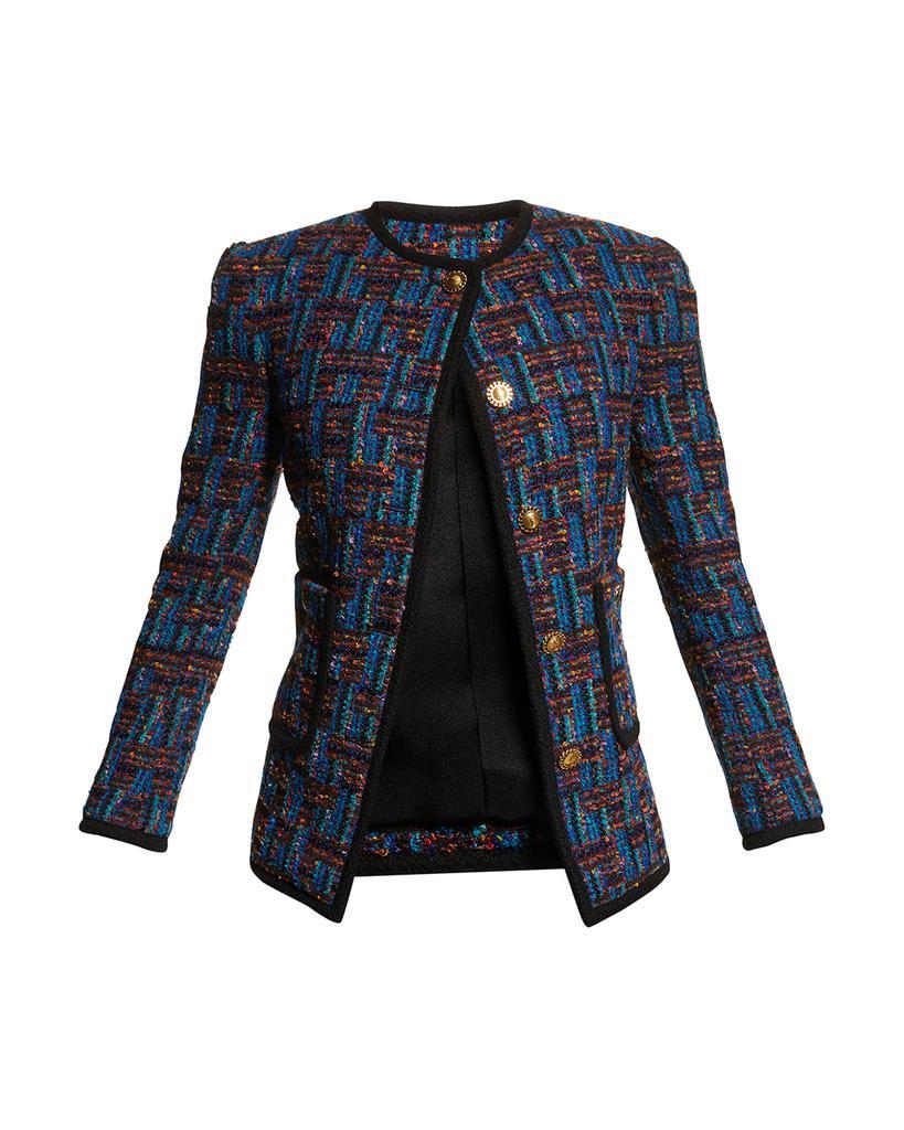 商品Yves Saint Laurent|Contrast-Trim Collarless Tweed Jacket,价格¥34313,第4张图片详细描述