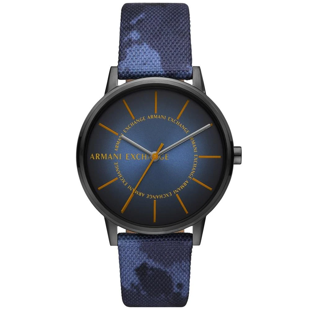 商品Armani Exchange|Men's Three-Hand Blue Recycled Polyethylene Terephthalate Fabric Strap Watch,价格¥841,第1张图片