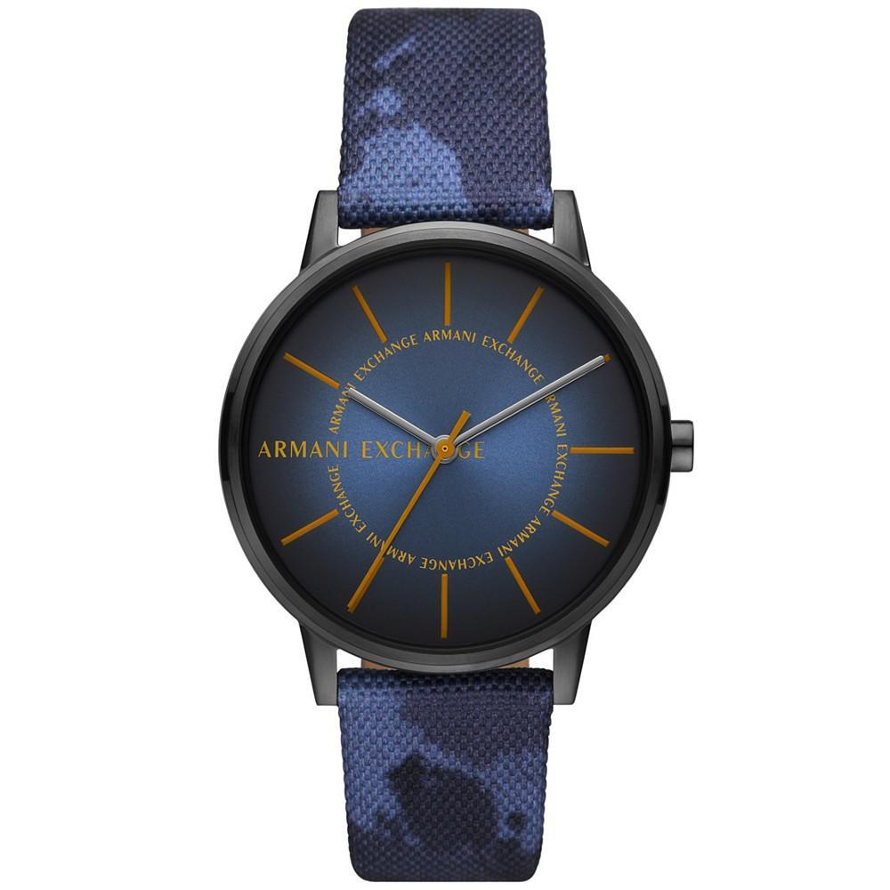 商品Armani Exchange|Men's Three-Hand Blue Recycled Polyethylene Terephthalate Fabric Strap Watch,价格¥1101,第1张图片
