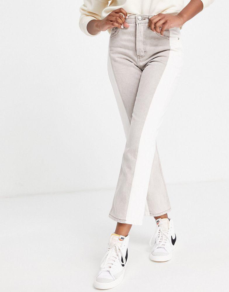 商品Topshop|Topshop editor jeans in grey and white colour block,价格¥267,第1张图片