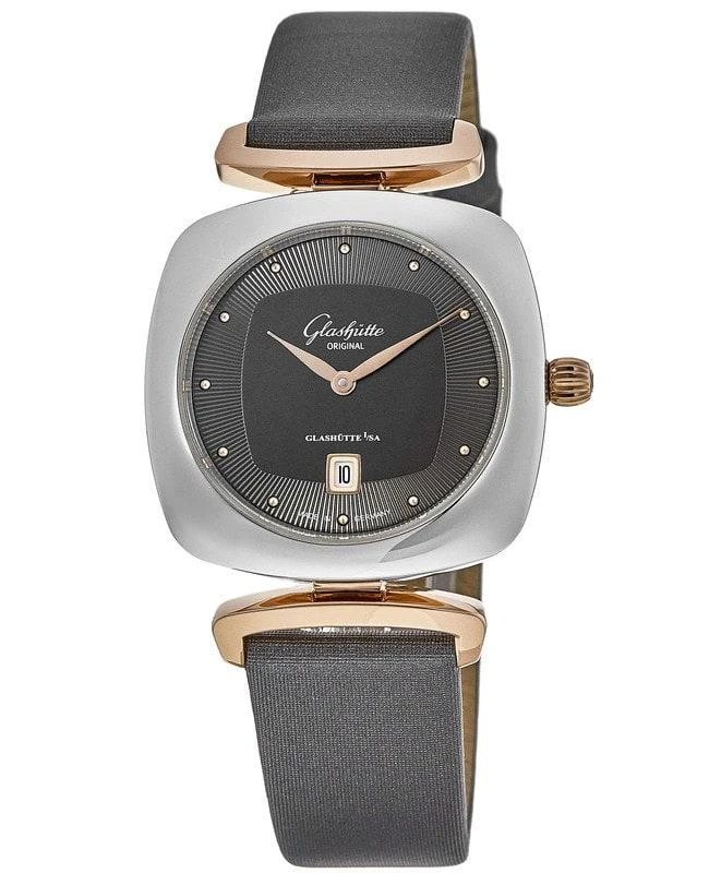 商品Glashütte Original|Glashutte Original Pavonina Grey Dial Satin Strap Women's Watch 1-03-01-27-06-34,价格¥13855,第1张图片