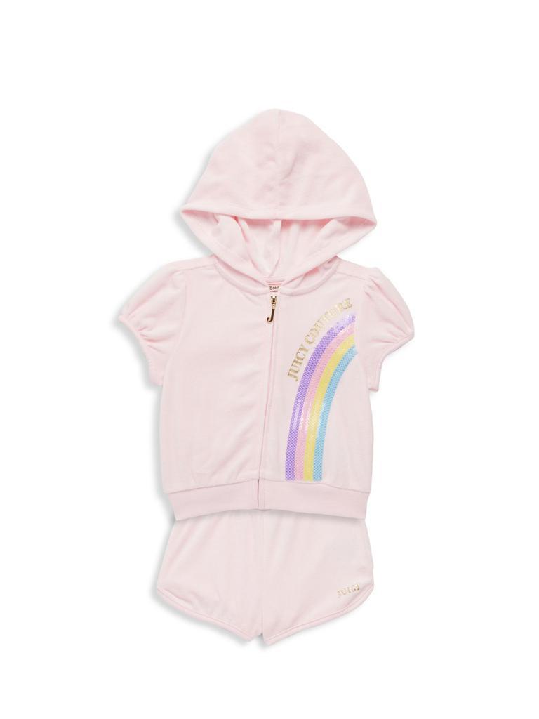 商品Juicy Couture|Little Girl’s 2-Piece Rainbow Sequin French Terry Set,价格¥183,第1张图片