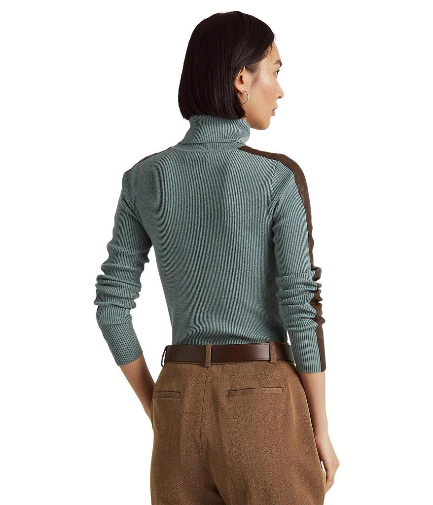 商品Ralph Lauren|Faux-Leather-Trim Turtleneck Sweater,价格¥942,第2张图片详细描述