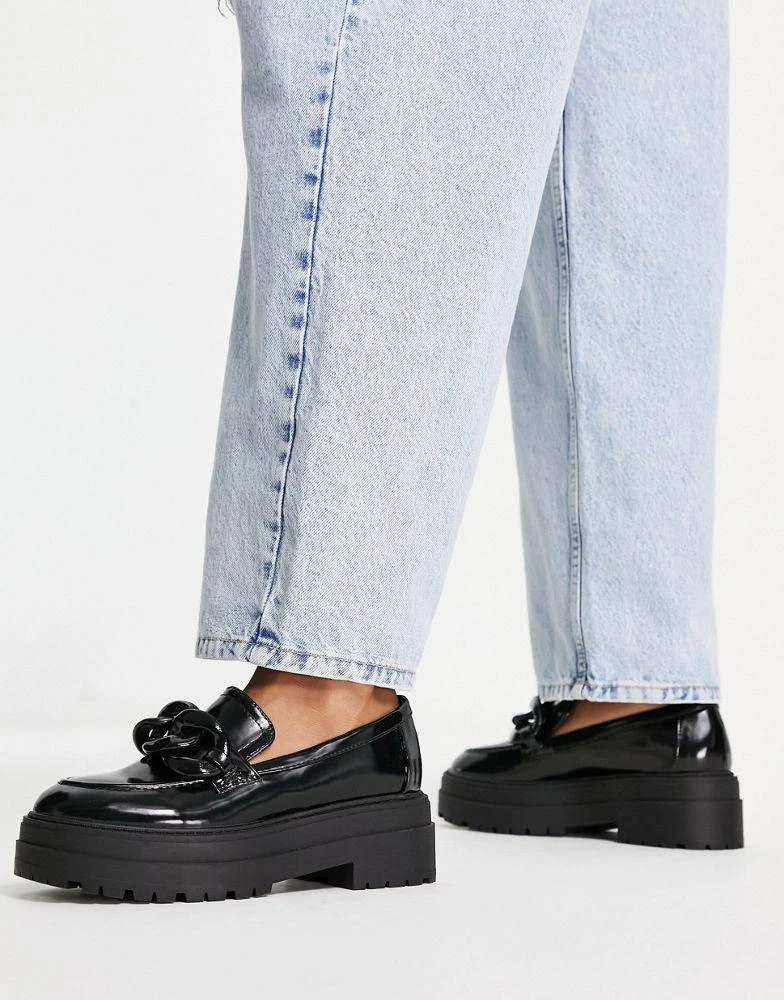 商品ASOS|ASOS DESIGN Marlow oversized chain chunky loafers in black,价格¥339,第4张图片详细描述