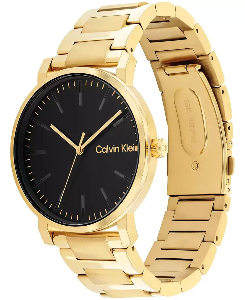 商品Calvin Klein|Men's 3-Hand Gold-Tone Stainless Steel Bracelet Watch 43mm,价格¥803,第2张图片详细描述