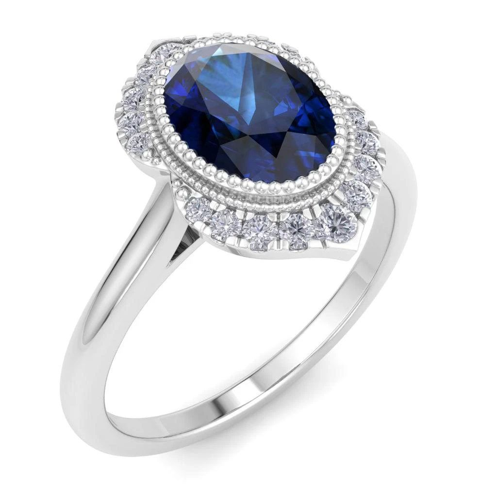 商品SSELECTS|1 3/4 Carat Oval Shape Sapphire And Diamond Ring In 14K White Gold,价格¥10233,第2张图片详细描述