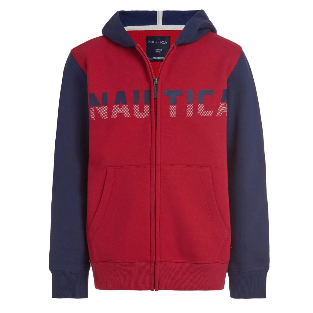 商品Nautica|Nautica Little Boys' Logo Colorblock Full-Zip Hoodie (4-7),价格¥97,第1张图片