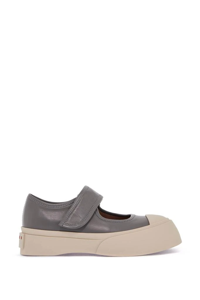 商品Marni|gray calfskin low-top sneakers with hook-and-loop closure,价格¥1976,第1张图片