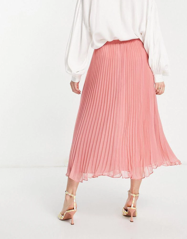 商品French Connection|French Connection midi pleated skirt in coral pink,价格¥360,第2张图片详细描述