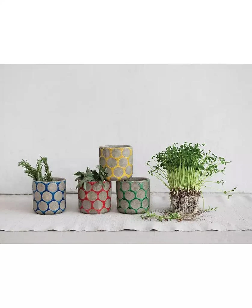 商品Storied Home|Terra-Cotta Planter with Wax Relief Dots,  Set of 4 Colors,价格¥346,第2张图片详细描述