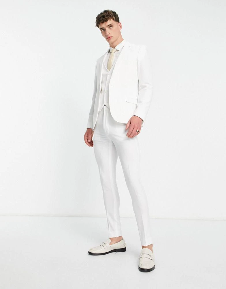 商品ASOS|ASOS DESIGN super skinny suit waistcoat in white,价格¥150,第4张图片详细描述