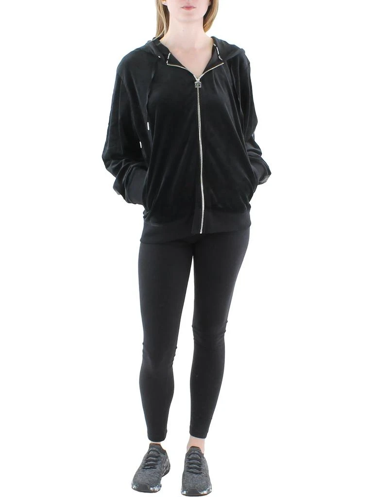 商品Calvin Klein|Plus Womens Velvet Logo Zip Hoodie,价格¥398,第1张图片